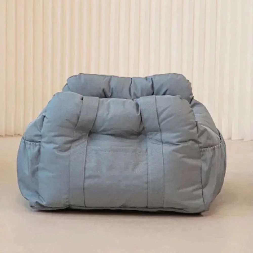 Cozy and Cute Waterproof Pet Carrier Bag Safety Dog Car Seat Bed Grey w pockets